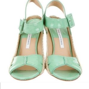 Diane Von Furstenberg beautiful green Espadrille Wedges.
